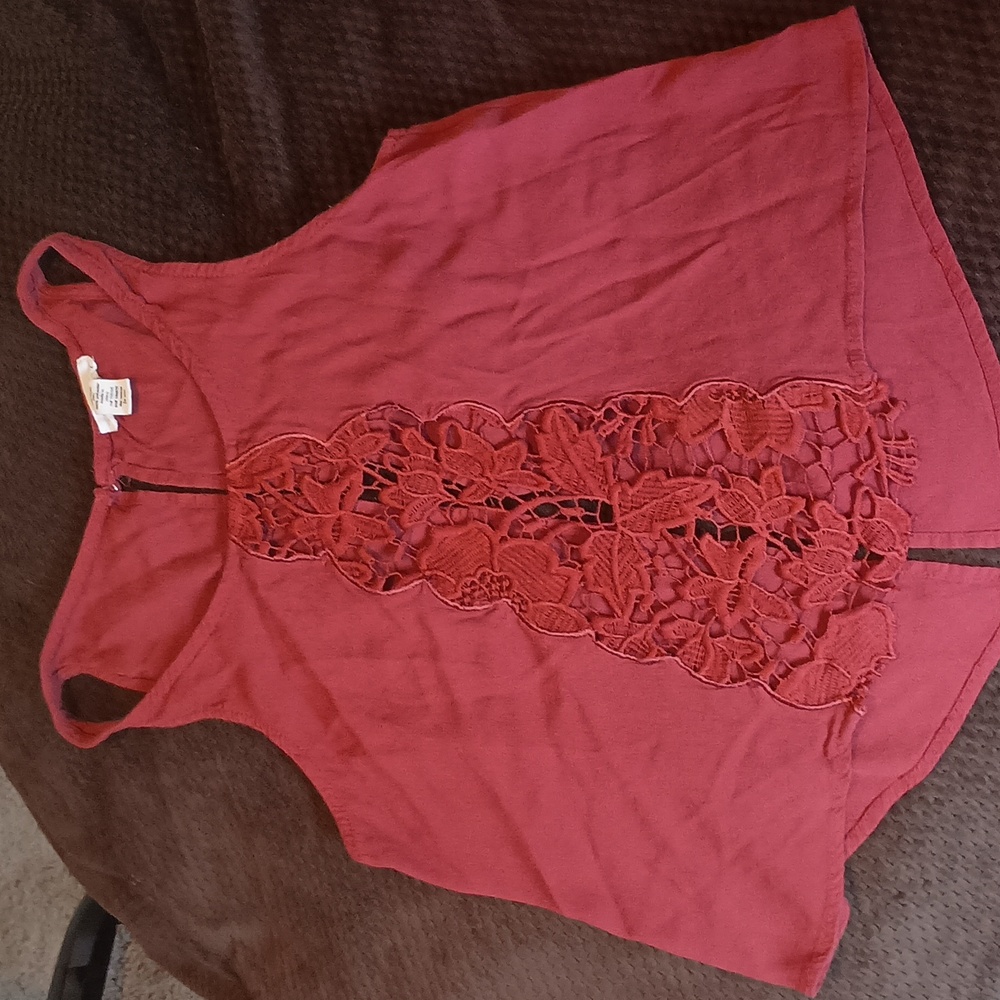 Maroon Crochet Tank Top